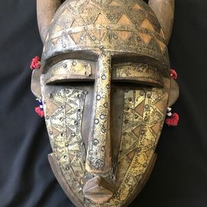 African Tribal Bird Headdress 2-Horned Mask N'tomo